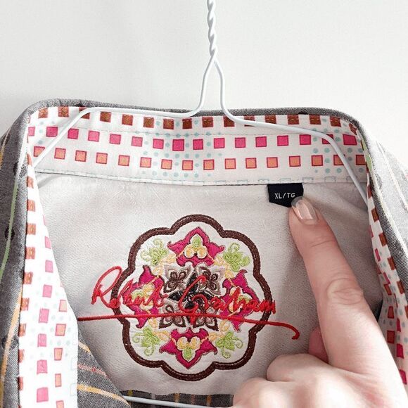 Robert Graham Mens Striped Long Sleeve Casual Shirt Button Multicolour Cotton XL - Picture 4 of 8